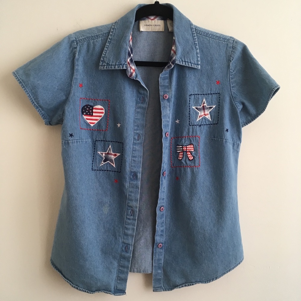 Patriotic Denim Shirt with Embroidery - Picture 3 of 6